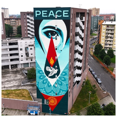 Shepard Fairey, Obey, Tear flame peace, Via Adolfo Consolini 6, Milano